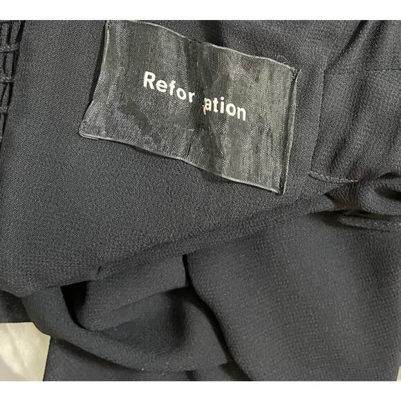 Reformation Fergie Front Lace Up Cutout Wide Leg Jumpsuit Size 4 Black Feminine - Picture 3 of 4